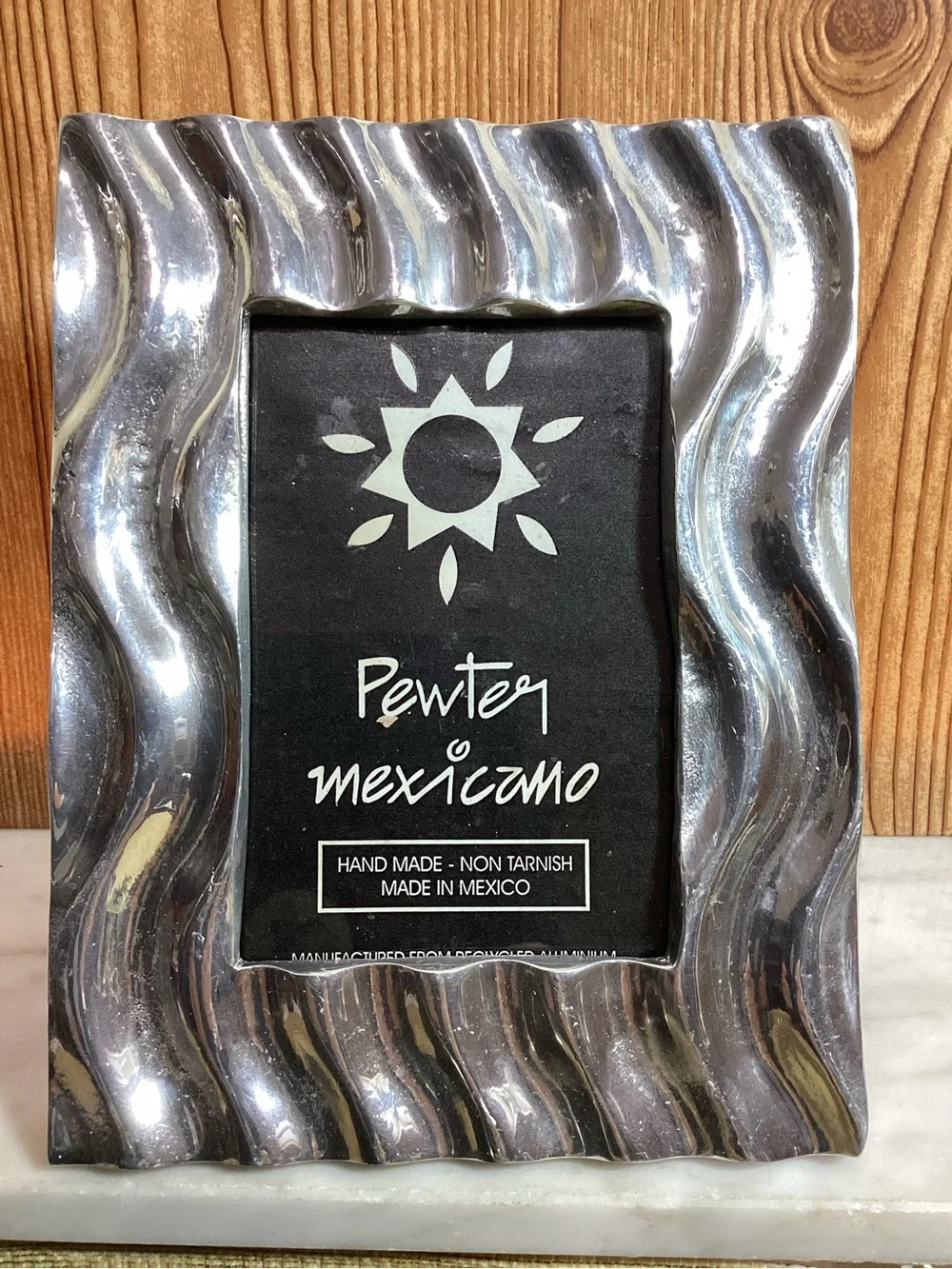 Pewter Mexicano Decorative Wave Picture Frame Round and Star